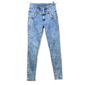 H&Y Fashion Acid Wash Super‎ High Waisted Skinny Jeans Blue Size 5/6
